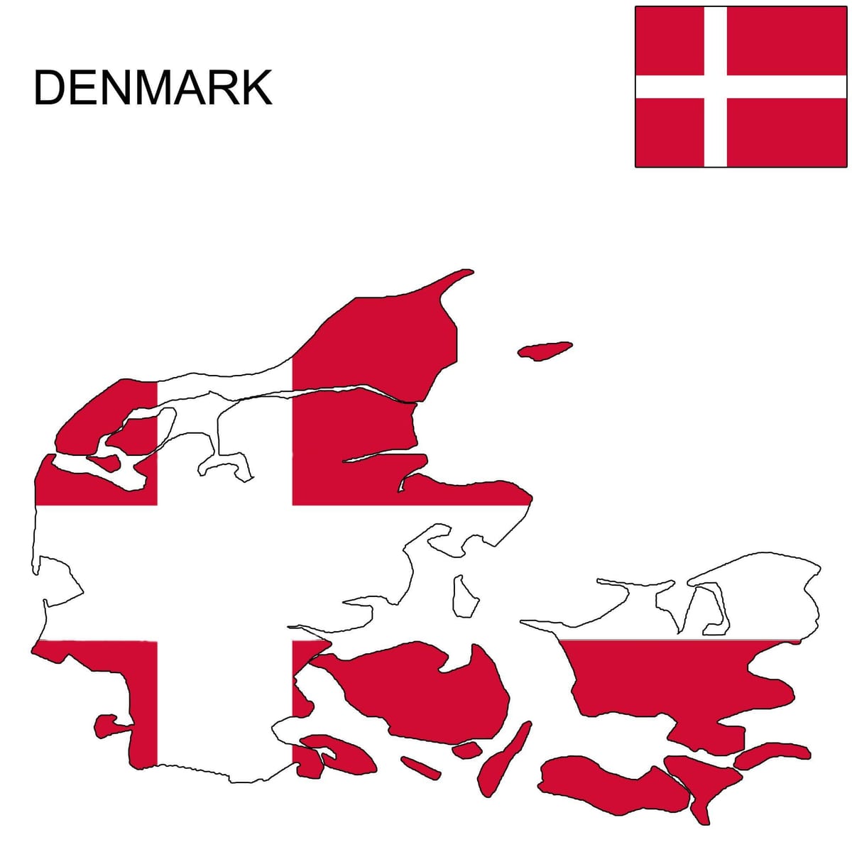 Mapa danimarka bandera 