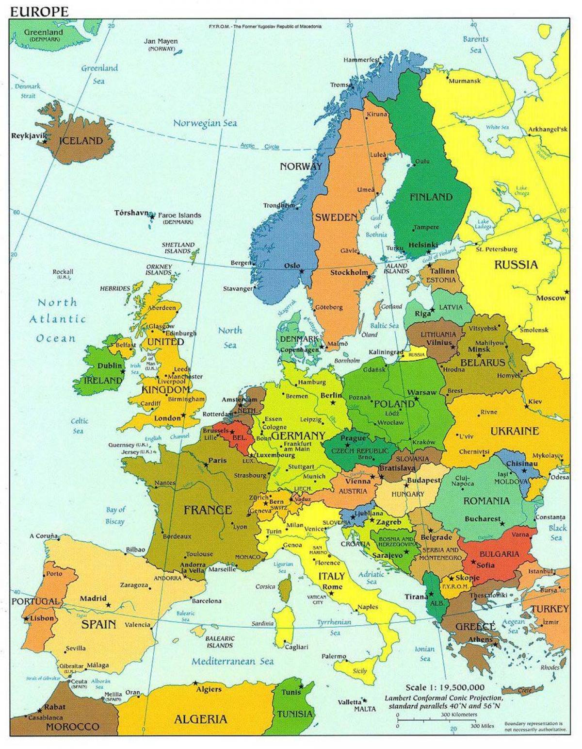 mapa europa erakusten danimarka