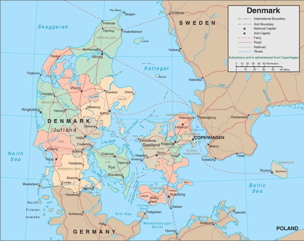 Mapa danimarka ibaiaren