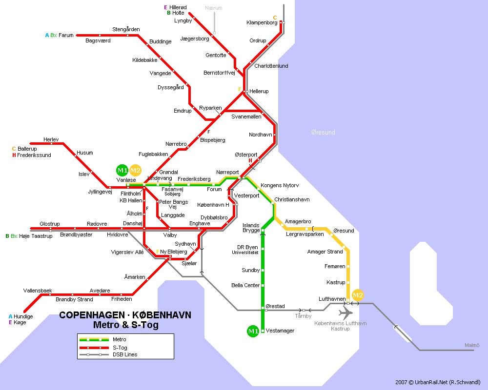 Mapa danimarka metro 