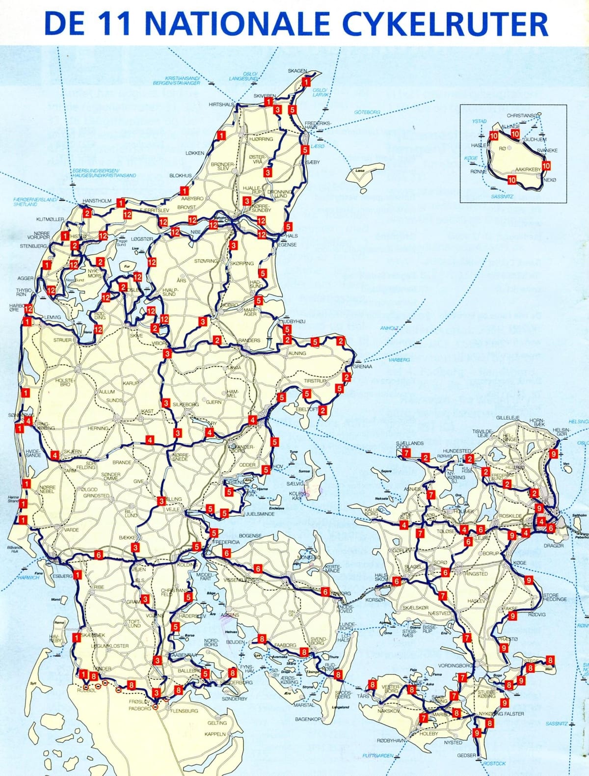danimarka nazionala bizikletentzako ibilbideak mapa