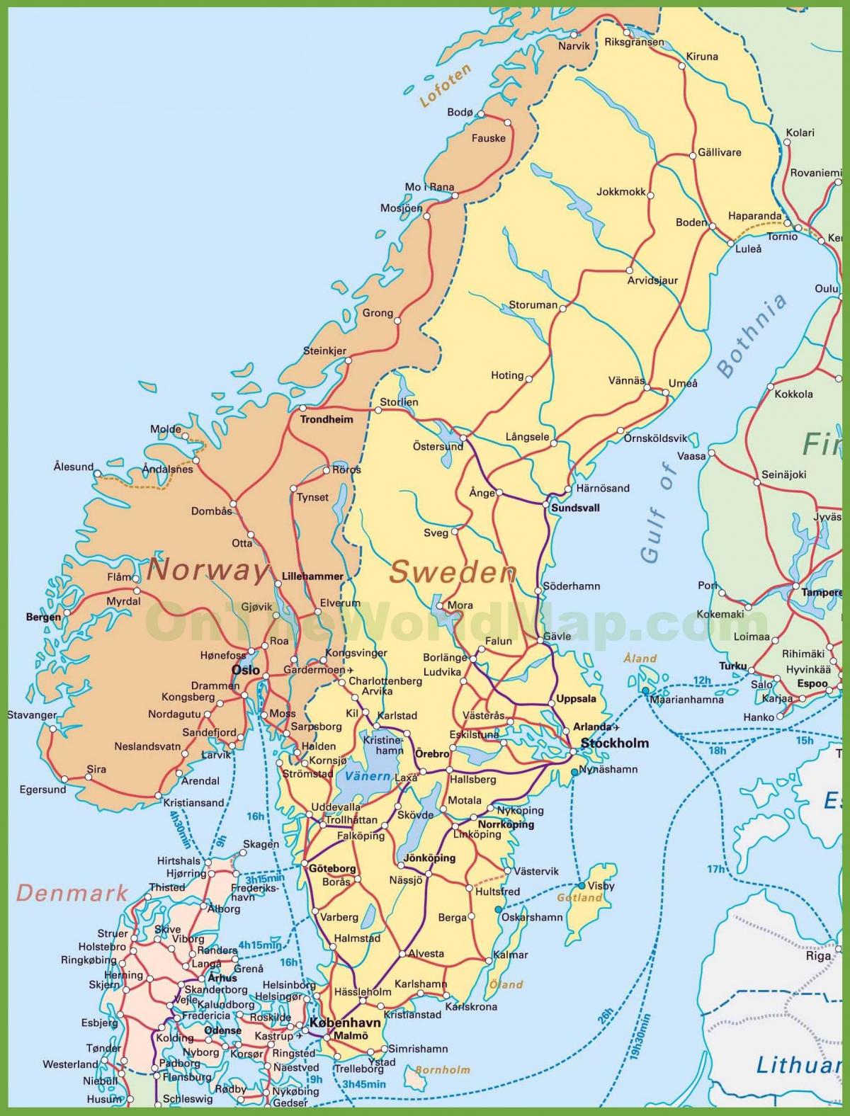 mapa danimarka eta norvegia