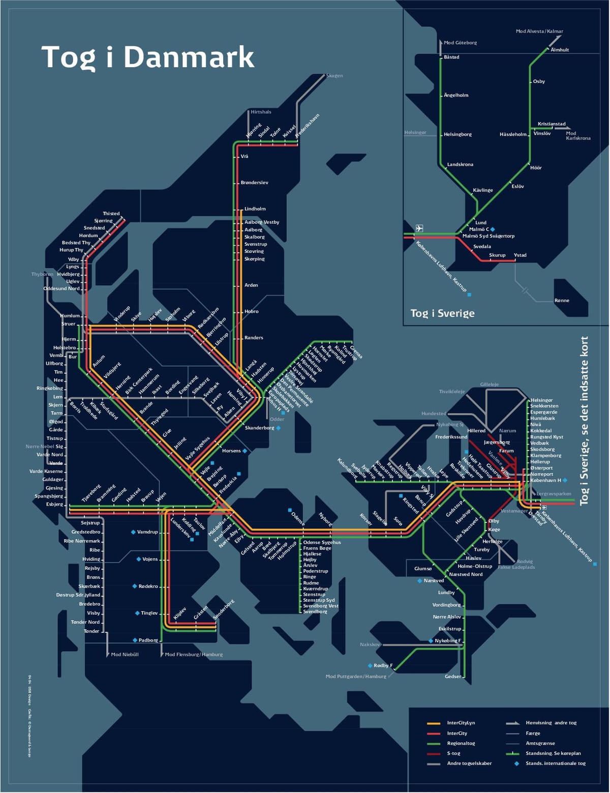 Mapa tren kopenhage, danimarka